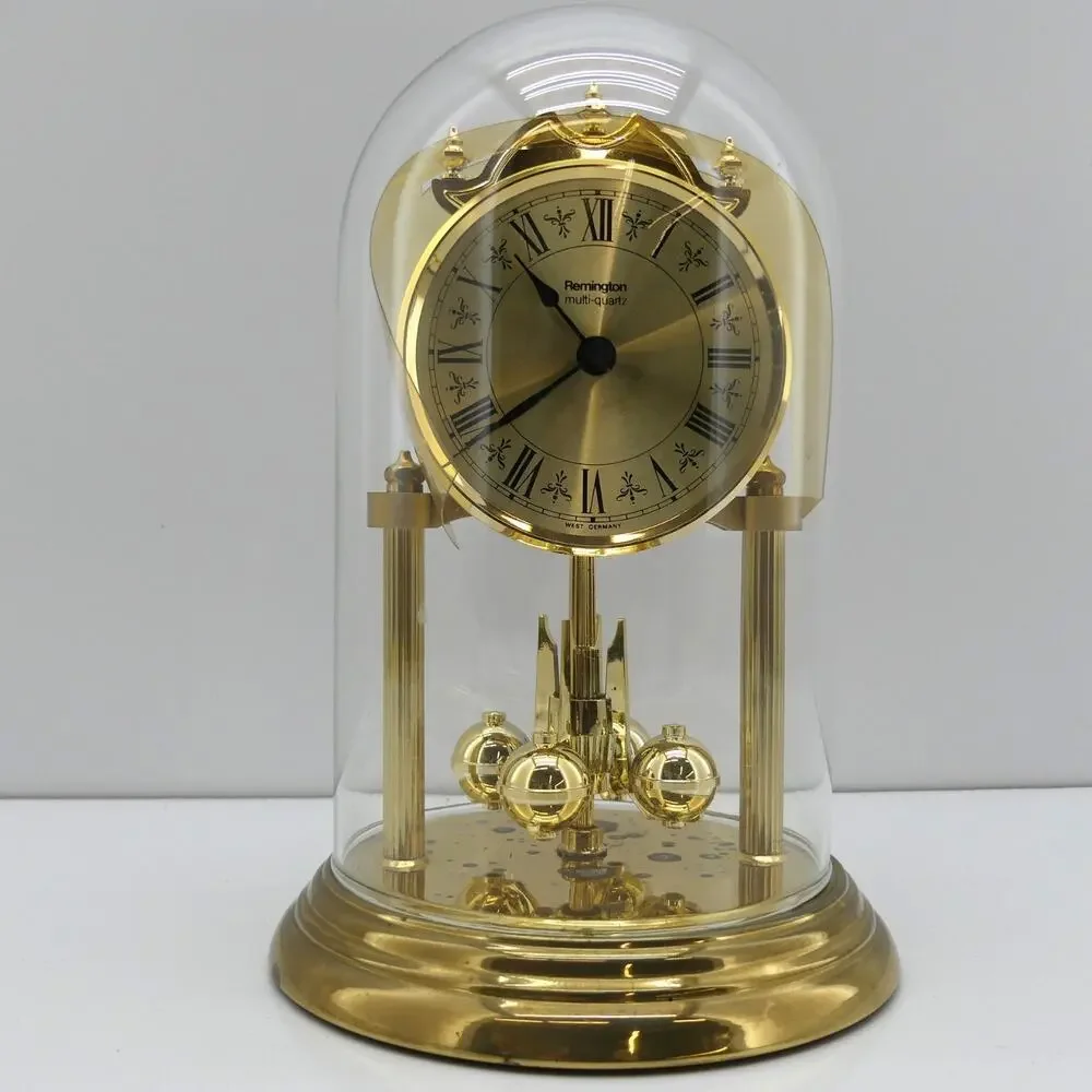 VTG Remington Multi-Quartz Anniversary Glass Domed Mantle Clock Germany See Desc